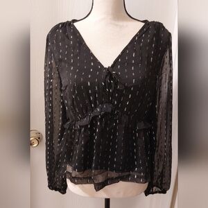 NWT Black/Silver Peplum Blouse